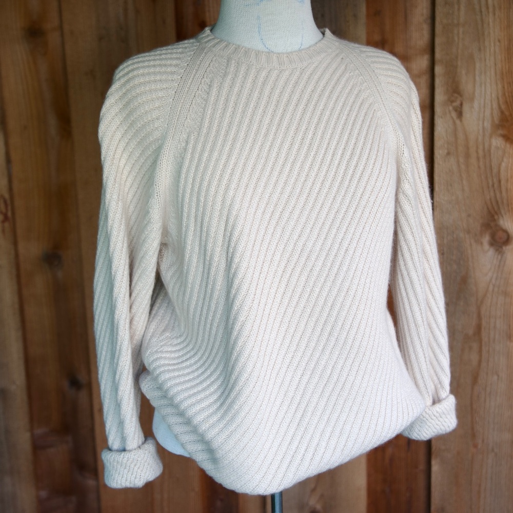 Jil Sander 100% Cashmere Fisherman Knit Sweater Made In Italy Woman's M/L